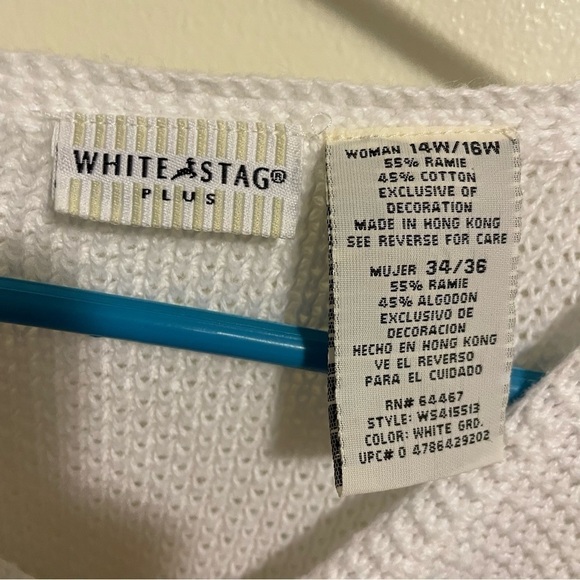 WHITE STAG Vintage Bees and Flowers Embroidered Short Sleeve Knit Sweater - Picture 3 of 4